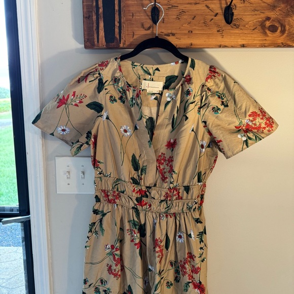Anthropologie Somerset Dress 🌸 Size M • Floral Maxi Cotton 🌿 Tan Red Print - Picture 5 of 16